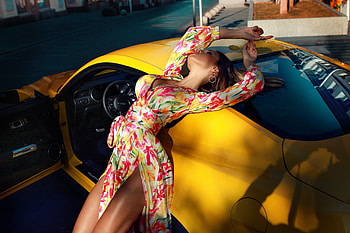 Car-Model, women, model, Car, hair HD wallpaper