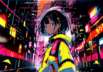 Original Girl, neon, Anime, girl, anime girl, neon anime HD wallpaper