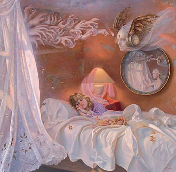 Dreamtime, mirror, window, lamp, hands, flying, girl, sleeping, time, dream HD wallpaper