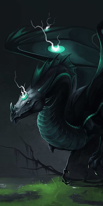 lightning, fantasy, dragon HD phone wallpaper