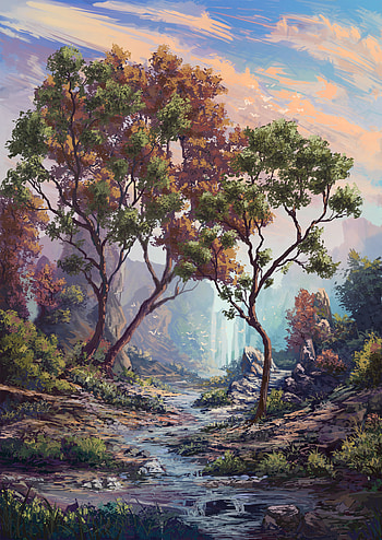 Rivers, Trees, Art, Bird HD phone wallpaper