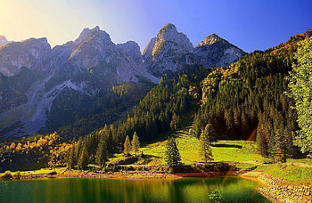 Lake, Mountains, Forest, Trees, Autumn HD wallpaper