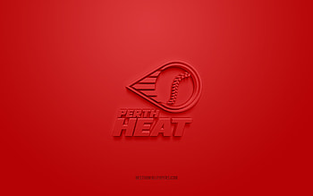 Perth Heat, creative 3D logo, red background, Australian Baseball League, ABF, 3d emblem, Australian Baseball Club, Australia, 3d art, Baseball, Perth Heat 3d logo HD wallpaper