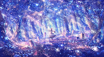 :), blue, pink, anime, girl, manga, forest, bou nin HD wallpaper