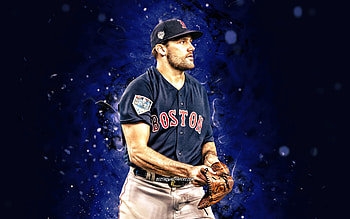 Nathan Eovaldi, , Boston Red Sox, MLB, pitcher, baseball, Nathan Edward Eovaldi, blue neon lights, Nathan Eovaldi Boston Red Sox, Nathan Eovaldi HD wallpaper