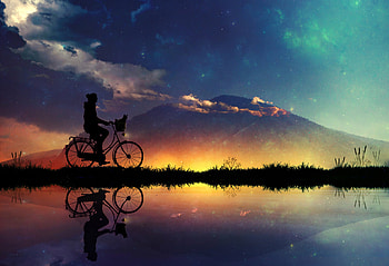 Journey To Unknown Destination, bicycle, artist, artwork, digital-art, deviantart HD wallpaper