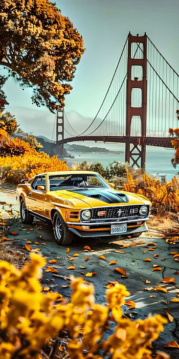 1970 Ford Mustang Classic - Golden Hour Cruise, vehicle, classic car, Ford Mustang HD phone wallpaper