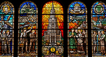 Capitalism in : A Stained Glass Tribute to Economic Power, Capitalism, stained glass, cathedral HD wallpaper