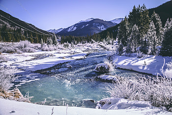 Winter, Nature, Trees, Mountains, Snow, Lake HD wallpaper