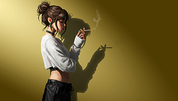 White Top Anime Girl Alone Smoking, white-dress, anime-girl, girl, artist, artwork, art, digital-art, ai, deviantart HD wallpaper