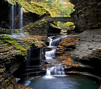 Waterfalls, nature, water, rocks, moss HD wallpaper