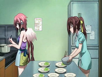sohara and ikaros making food, sexy, anime, sora no otoshimono- forte, hot, cool, cute HD wallpaper