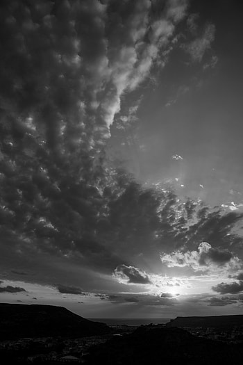 Landscape, Nature, Sunset, Mountains, Bw, Chb HD phone wallpaper