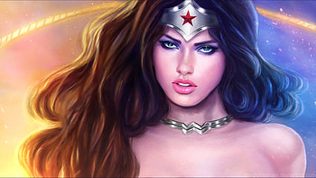 Wonder Woman, fanart, fantasy, comics, magicnaanavi, face, girl, luminos HD wallpaper