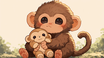Cute FanArt Baby Punch The Monkey from Ichikawa Zoo, Cute, Monkey, Cartoon, Toy, Animal Illustration HD wallpaper