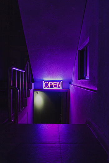 Violet, Words, Dark, Shine, Light, Neon, Nameplate, Plate, Purple, Door HD phone wallpaper