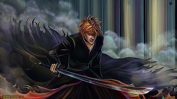 Ichigo, black, zampaktou, sword, kurosaki, dark, shinigami, bleach, darkness, bankai, anime HD wallpaper