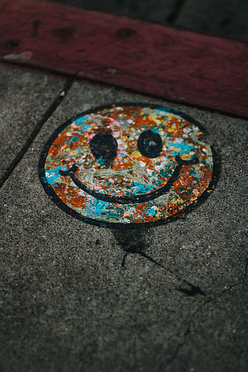 Miscellanea, Miscellaneous, Multicolored, Motley, Asphalt, Paint, Smile, Graffiti HD phone wallpaper