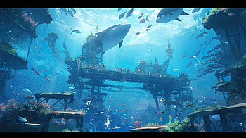 AI-Enhanced Anime Underwater World, AI Art, Anime, Original HD wallpaper