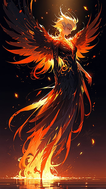 Divine Phoenix with Fire Flame Soul, Anime, star, Art Abyss, magical HD phone wallpaper