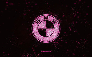BMW glitter logo, , black background, BMW logo, purple glitter art, BMW, creative art, BMW purple glitter logo HD wallpaper