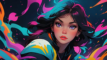 Cartoon woman, cartoon, colorful, woman, splash HD wallpaper