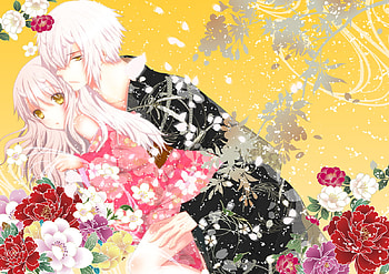 Hakuouki Shinsengumi Kitan, colorful, kimono, chikage kazama, yukata, pretty, yukimura chizuru, beautiful, flowers HD wallpaper