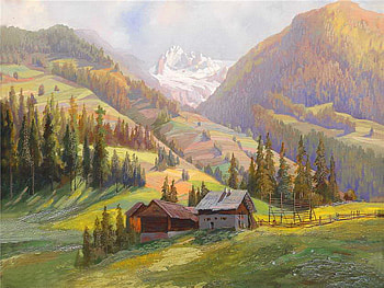 Living in the mountain, slopes, hills, clouds, trees, sky, living, houses, mountain HD wallpaper