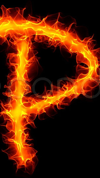 P Letter, Fire, black background HD phone wallpaper