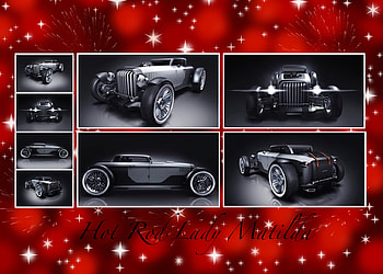 Hot Rod Lady Matilda, black and white, car, red, stars, hot rod, concept HD wallpaper
