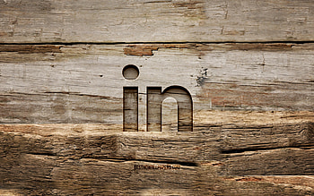 LinkedIn wooden logo, , wooden backgrounds, social networks, LinkedIn logo, creative, wood carving, LinkedIn HD wallpaper