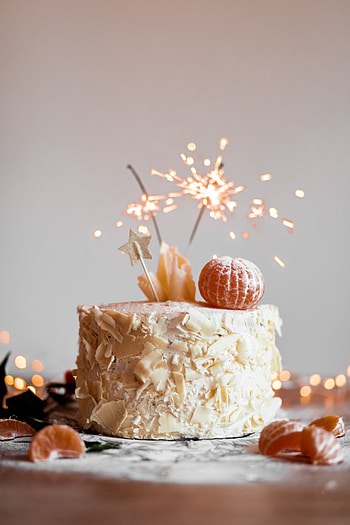 Holidays, Oranges, Cake, Decoration, Bengal Lights, Sparklers, Festive HD phone wallpaper