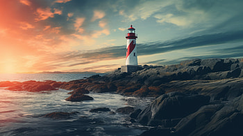 Majestic Lighthouse - AI Art Scenic Coastline, AI Art, man made, lighthouse HD wallpaper