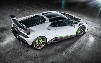 Vorsteiner Lamborghini Huracan EVO RWD Monza, 2021, top view, exterior, white supercar, tuning Huracan, Lamborghini Huracan, Italian sports cars, Vorsteiner, Lamborghini HD wallpaper