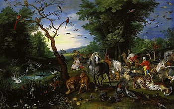 The Eviction of Animals in Noah's Ark, Animals, Old Testament, painting, Noah, Bible, Ark HD wallpaper