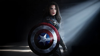 Peggy Carter As Captain America Strikes, captain-america, peggy-carter, superheroes, artwork, artist, deviantart, art, digital-art, hayley-atwell, artstation HD wallpaper