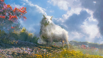 Sheep, animal, art, norino shi, fantasy HD wallpaper