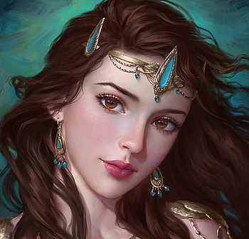Claudia, blue, jewel, frumusete, fantasy, face, girl, luminos, selenada HD wallpaper