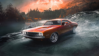 The Doge Challenger Roar, dodge-challenger, cars, artwork, artist, digital-art HD wallpaper