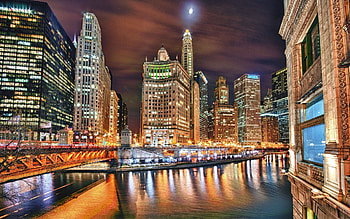 Cities, Rivers, City, Skyscraper, Building, Evening, r HD wallpaper