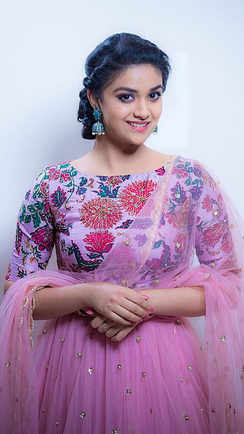 Keerthi Suresh, Purple Dress HD phone wallpaper