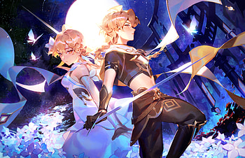 Genshin Impact : Lumine & Aether United in Radiant Harmony, Genshin Impact, Lumine (Genshin Impact), Aether (Genshin Impact) HD wallpaper