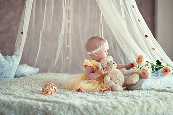 pure love, love, baby, babies, adorable, flowers, girl, child HD wallpaper