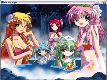 Galaxy Angel-Video Game screenshot, ranpha, forte, hot springs, mint, milfeulle, anime, vanilla, galaxy angel, video games HD wallpaper