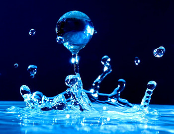 Droplet, blue, graphy, ripples, water HD wallpaper