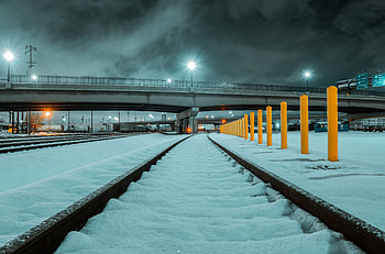 Winter, Snow, Miscellanea, Miscellaneous, Bridge, Railway, Rails HD wallpaper