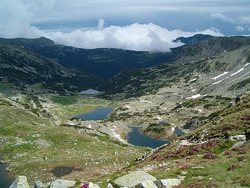 Retezat Mountains, cloudes, sky, nature, mountains, water, rocks, places HD wallpaper