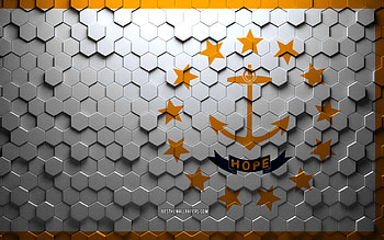 Flag of Rhode island, honeycomb art, Rhode island hexagons flag, Rhode island, 3d hexagons art, Rhode island flag HD wallpaper
