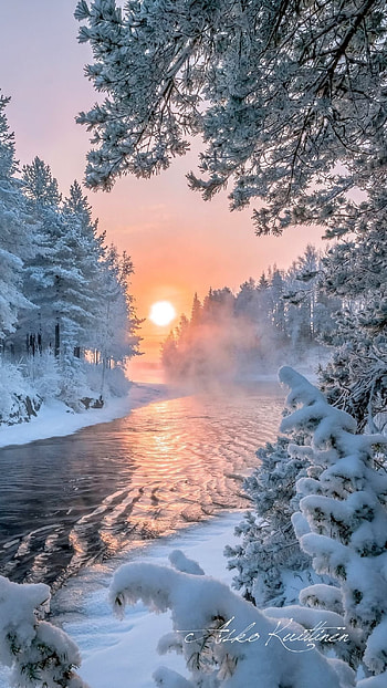 Winter, Winter Sunset HD phone wallpaper