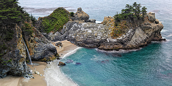 McWay Falls, Big Sur, California, waterfall, nature, beach, usa, ocean HD wallpaper